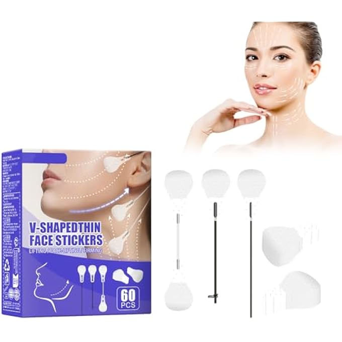 STRBOXONG 60PCS FACIAL INVISIBLE LIFTING PATCH, INVISIBLE FACE LIFTING FACIAL PATCHES, FACE LIFTING STICKERS, FIRMING THE SKIN, FADING FINE LINES, ANTI WRINKLE PLASTERS FOR MAKEUP, DOUBLE CHIN - Image 1